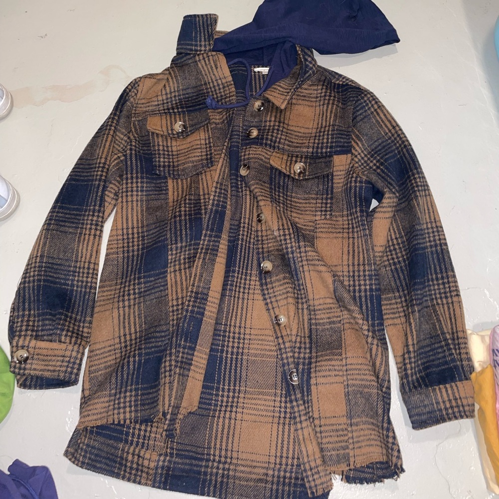 Brown and blue flannel